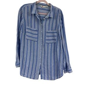 Boden Blue and White Striped Linen Shirt 16L